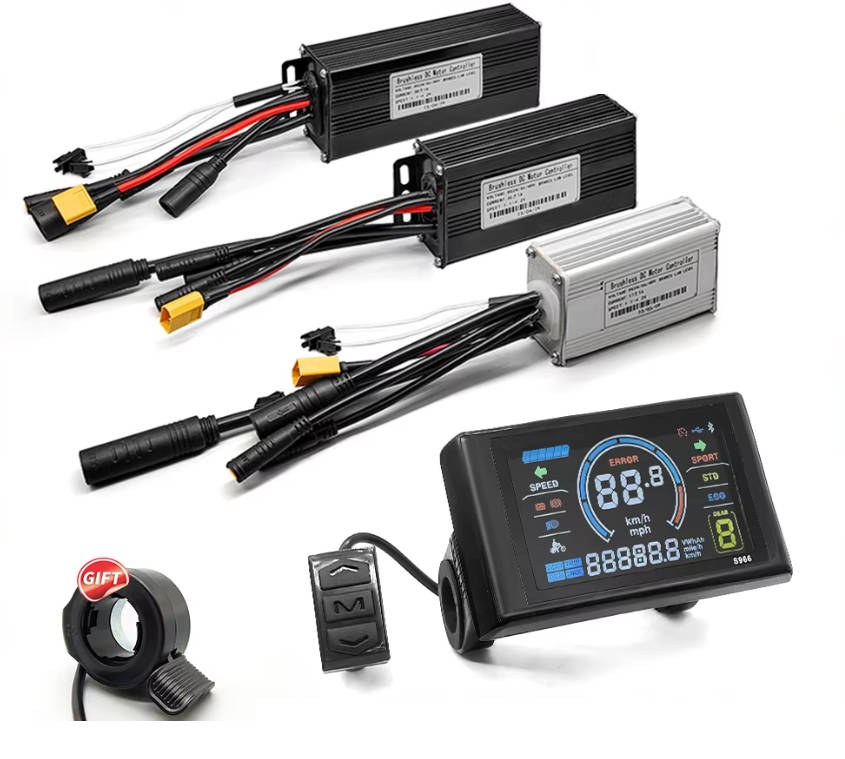 Ebike Sine Wave Waterproof Controller 17A 26A 30A 350-1000W S966 NFC Display Compatible Hall and Hall Free Hub Motor Controller