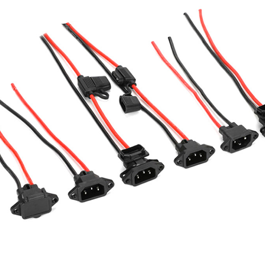 AC Three-Pin 10AWG Lithium Battery Cable Harness for E-Bike/E-Scooter 10AWG Cable with 30A Fuse Holder