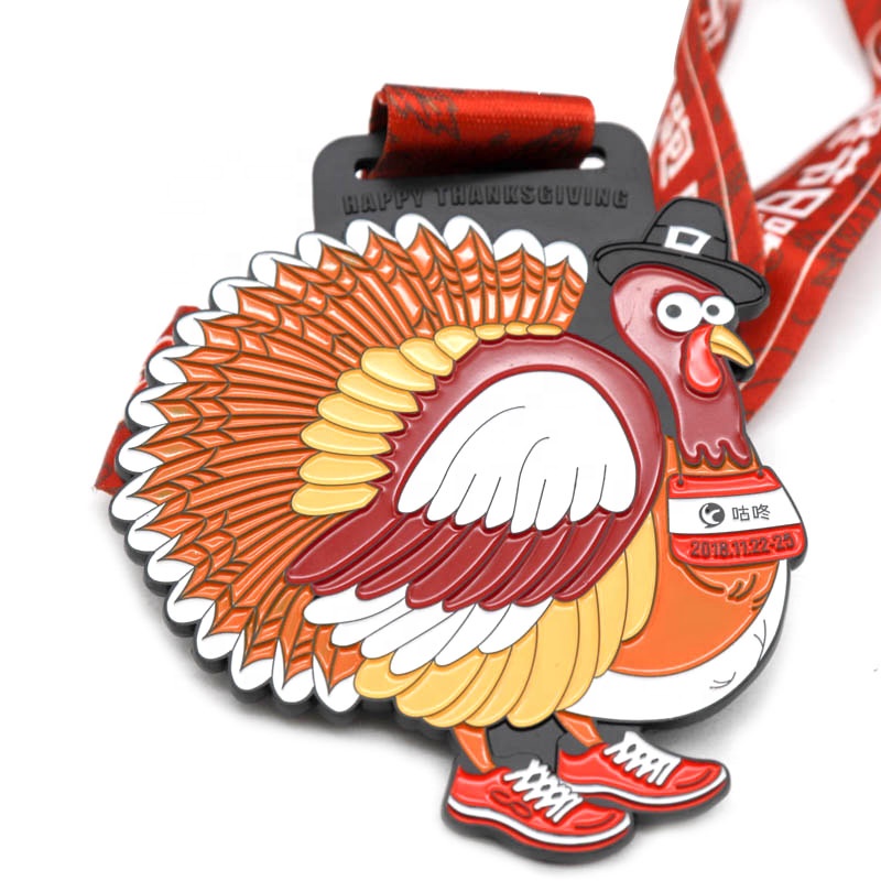 Sport and Games Medal Design Custom Zinc Alloy Metal Soft Enamel Charity Run Turkey Thanksgiving Race Medal