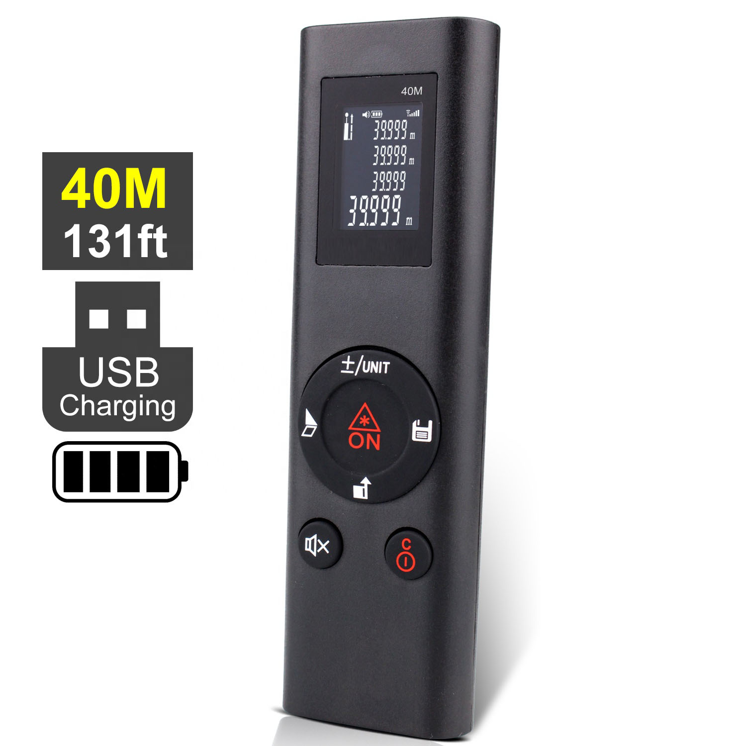 40m Mini Handheld USB Rechargeable Laser Distance Meter 