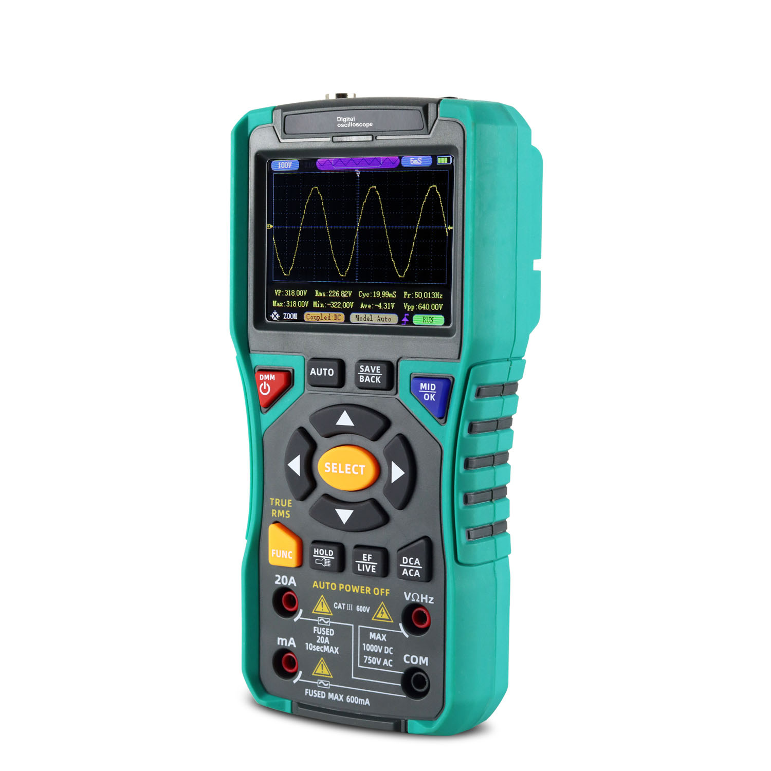 50M Sa/s Digital Auto True RMS 50MHZ Data Storage 2 in 1 Oscilloscope Multimeter with signal Generator